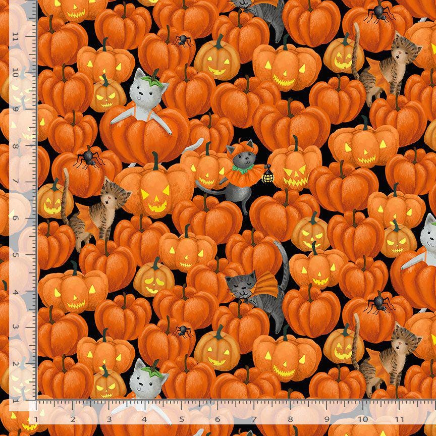 Freak Meowt Fabric - By Dear Stella - Purranormal Collection - Cotton By The Yard - Halloween Cat Pattern