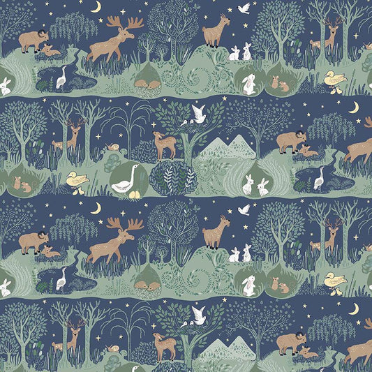 Forest Fable Fabric - By Dear Stella - FOREST FABLE Collection - Cotton By The Yard - Wild Animals Pattern