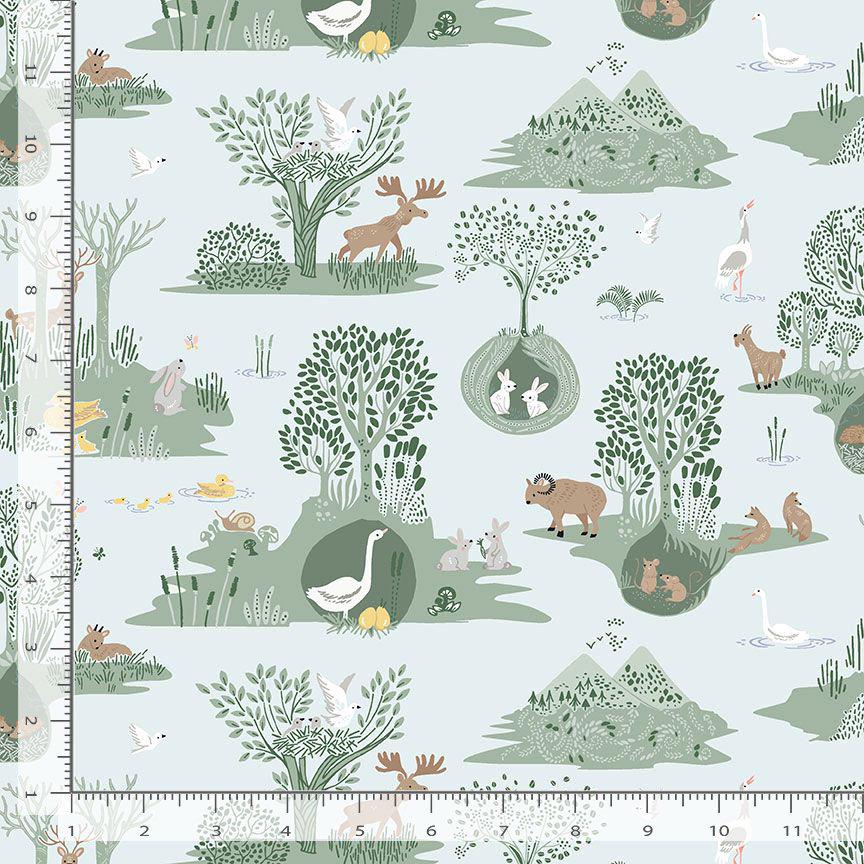 Forest Toile Fabric - By Dear Stella - FOREST FABLE Collection - Cotton By The Yard - Wild Animals Pattern