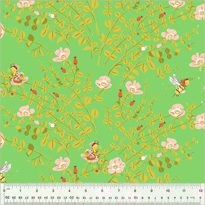 Nanny Bee Fabric by the Yard, Floral Cotton Print Fabric for Sewing & Crafts, by Heather Ross, Oeko-Tex Certified Windham Fabrics
