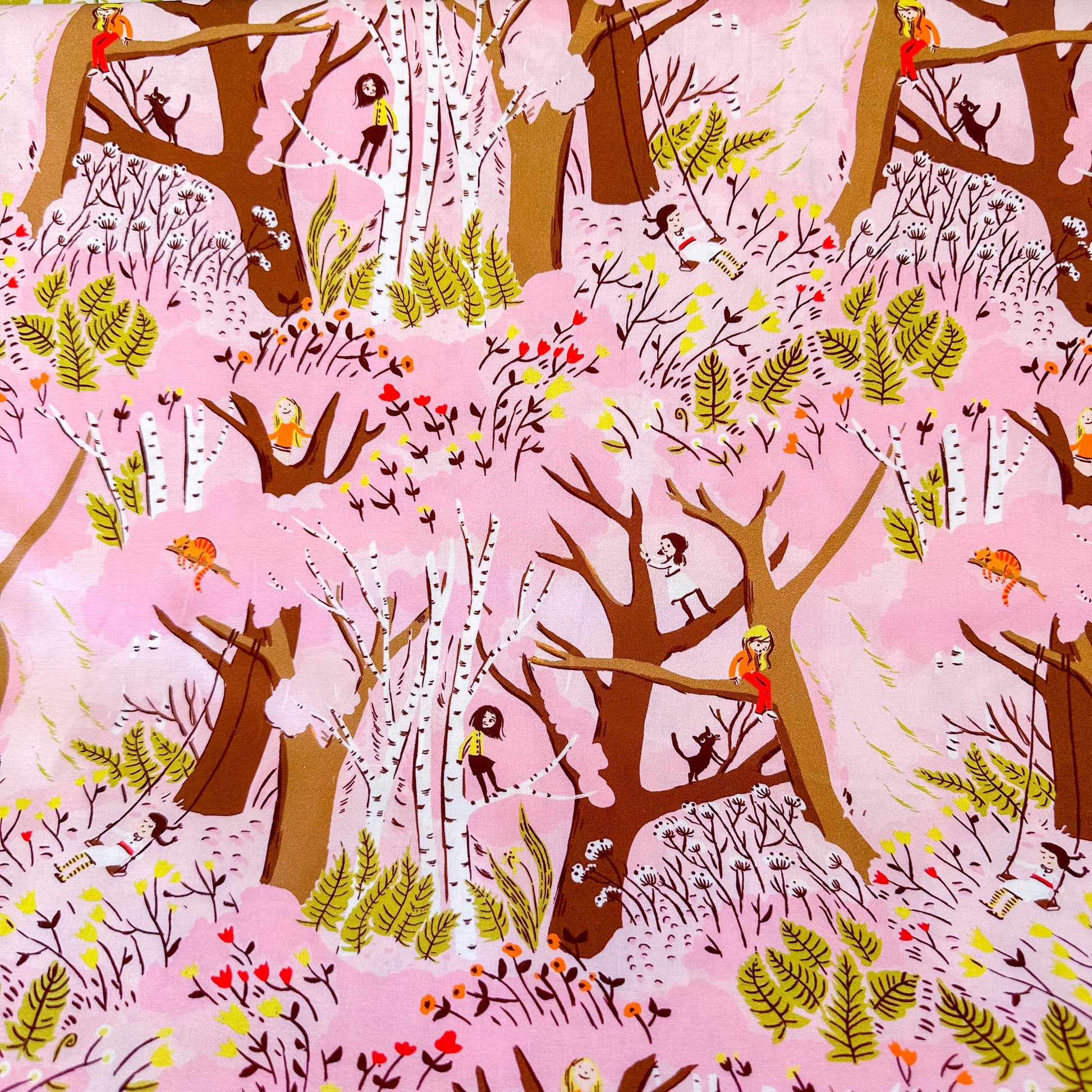 Girls in Trees Fabric by the Yard, Cotton Print Fabric for Sewing & Crafts, by Heather Ross, Oeko-Tex Certified Windham Fabrics