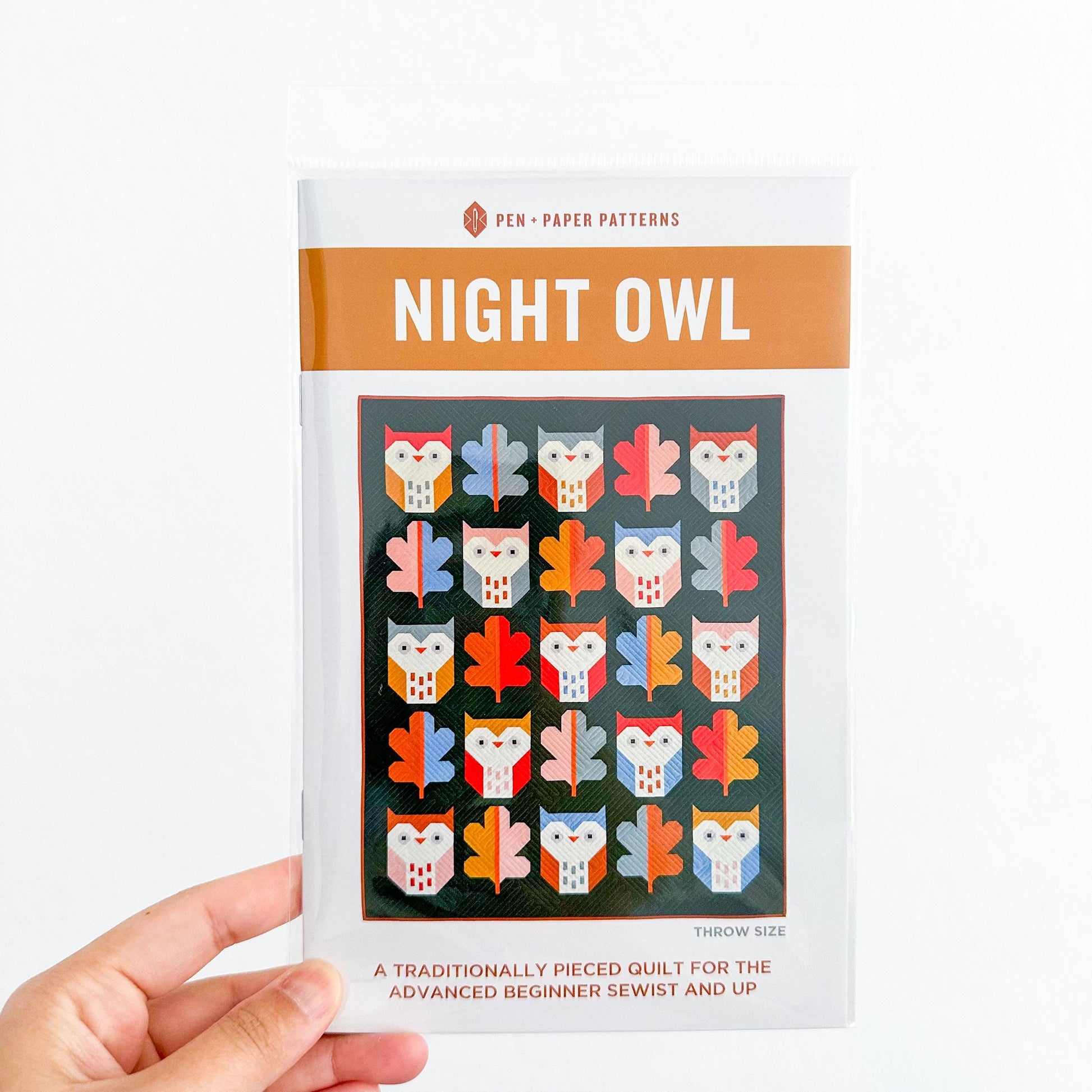 Night Owl Quilt Pattern by Pen + Paper Patterns | Modern Bird Quilt | Printed Pattern | Little Fawn Fabric
