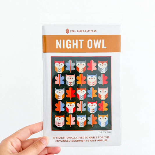 Night Owl Quilt Pattern by Pen + Paper Patterns | Modern Bird Quilt | Printed Pattern | Little Fawn Fabric