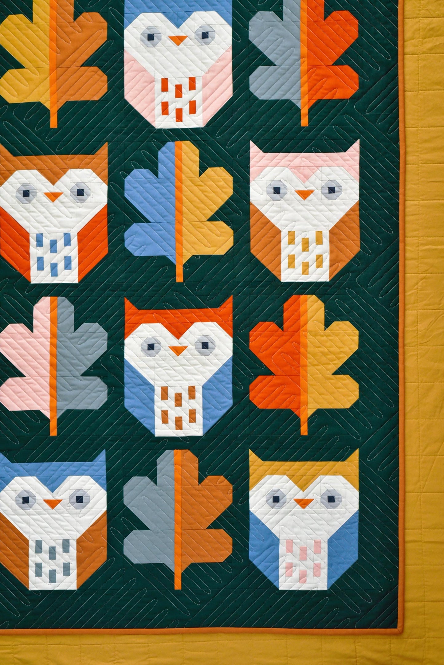 Night Owl Quilt Pattern by Pen + Paper Patterns | Modern Bird Quilt | Printed Pattern | Little Fawn Fabric
