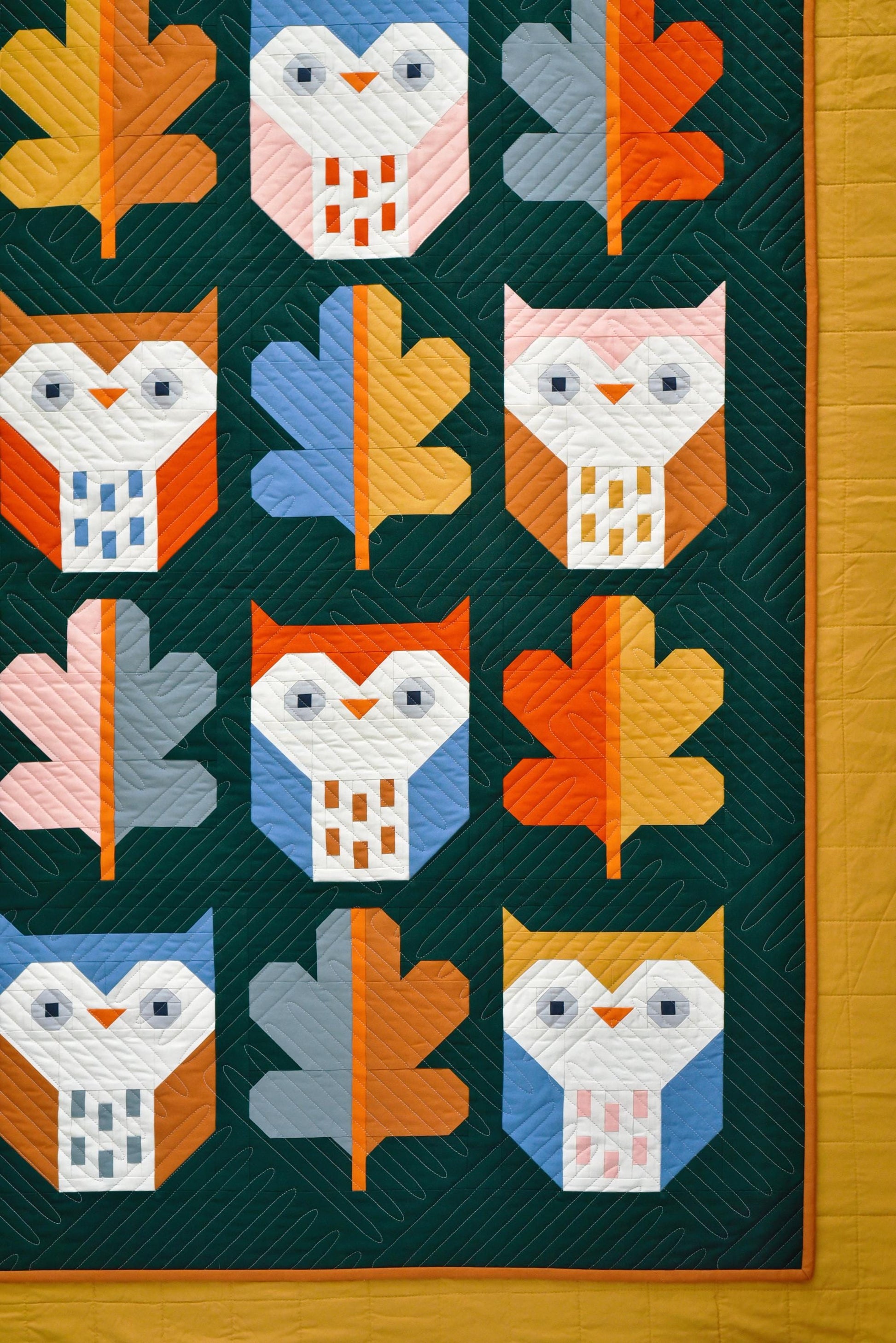 Night Owl Quilt Pattern by Pen + Paper Patterns | Modern Bird Quilt | Printed Pattern | Little Fawn Fabric