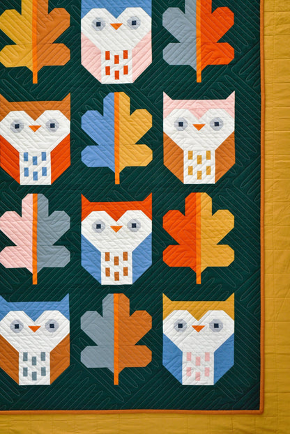 Night Owl Quilt Pattern by Pen + Paper Patterns | Modern Bird Quilt | Printed Pattern | Little Fawn Fabric