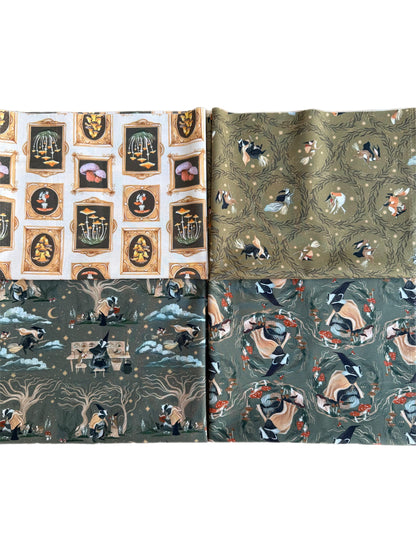 Dear Stella Forager Fabric Bundle – 4pc Half‑Yard/Quarter/Yard Or Fat Quarter Set – Forager Don’t Badger Me Fly Away Mushroom Gallery