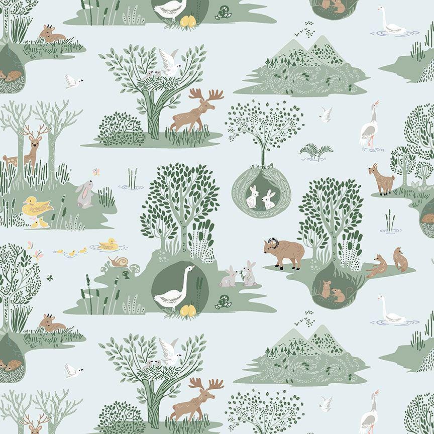 Forest Toile Fabric - By Dear Stella - FOREST FABLE Collection - Cotton By The Yard - Wild Animals Pattern