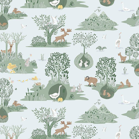 Forest Toile Fabric - By Dear Stella - FOREST FABLE Collection - Cotton By The Yard - Wild Animals Pattern