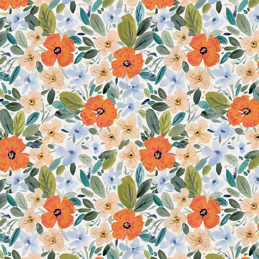 Marigold Fabric - By Dear Stella - SECRET GARDEN Collection - Cotton By The Yard - Floral Pattern