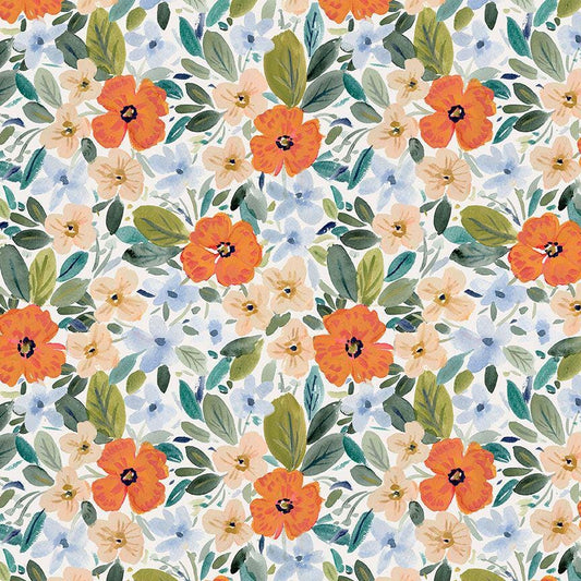 Marigold Fabric - By Dear Stella - SECRET GARDEN Collection - Cotton By The Yard - Floral Pattern