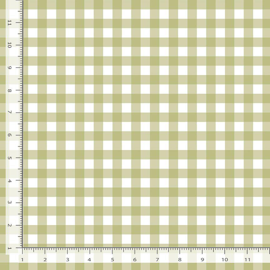 Olive Grove Gingham Fabric - By Dear Stella - SECRET GARDEN Collection - Cotton By The Yard - Checkered Pattern