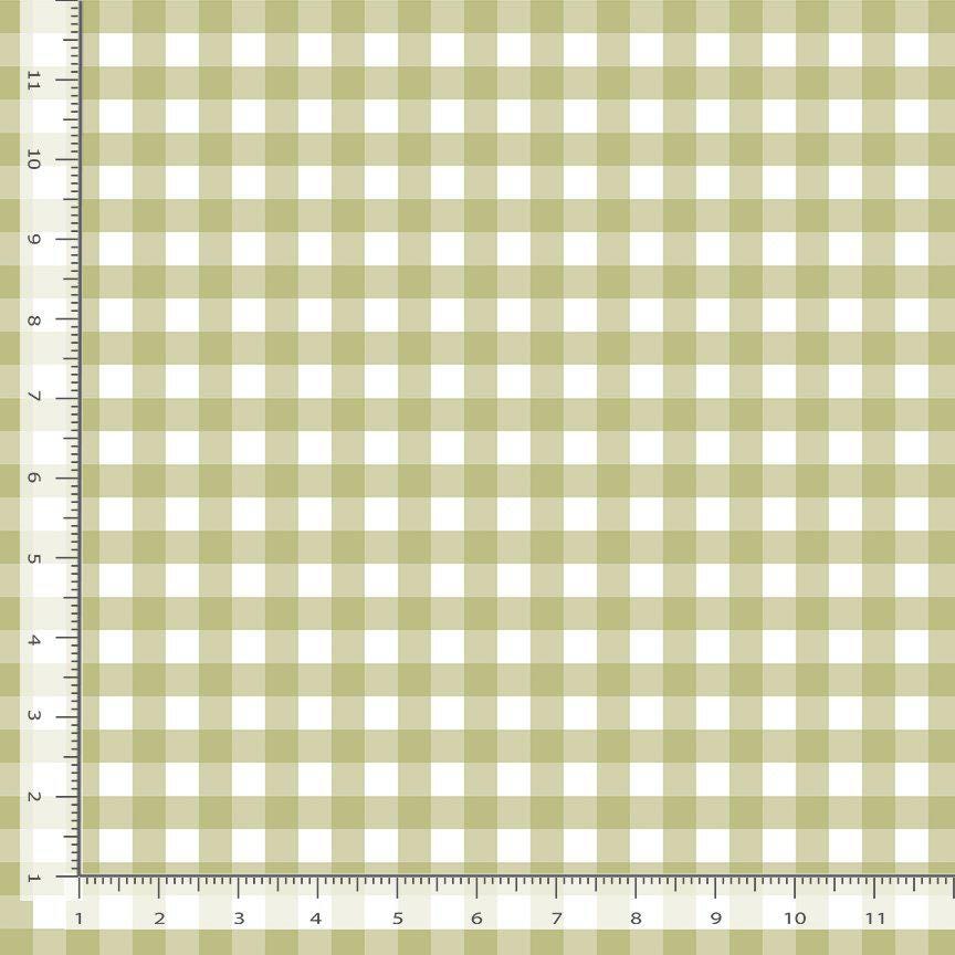 Olive Grove Gingham Fabric - By Dear Stella - SECRET GARDEN Collection - Cotton By The Yard - Checkered Pattern