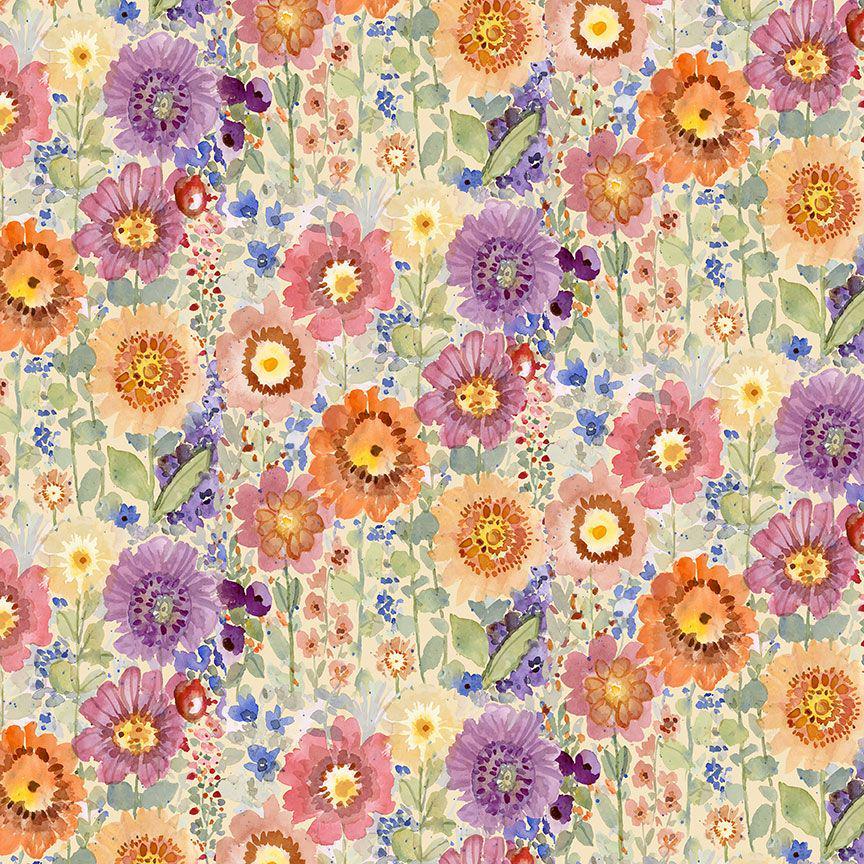Farm Flowers Fabric - By Dear Stella - SECRET GARDEN Collection - Cotton By The Yard - Floral Pattern