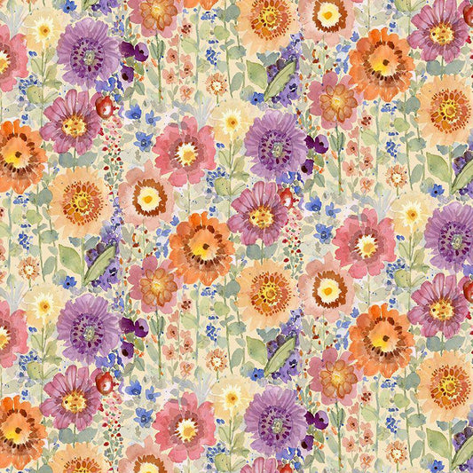 Farm Flowers Fabric - By Dear Stella - SECRET GARDEN Collection - Cotton By The Yard - Floral Pattern