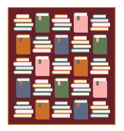 Book Nook Quilt Pattern by Pen + Paper Patterns – Printed Little Fawn Fabric Book Worm Quilt Sewing Pattern