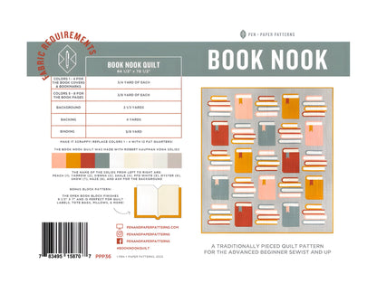 Book Nook Quilt Pattern by Pen + Paper Patterns – Printed Little Fawn Fabric Book Worm Quilt Sewing Pattern