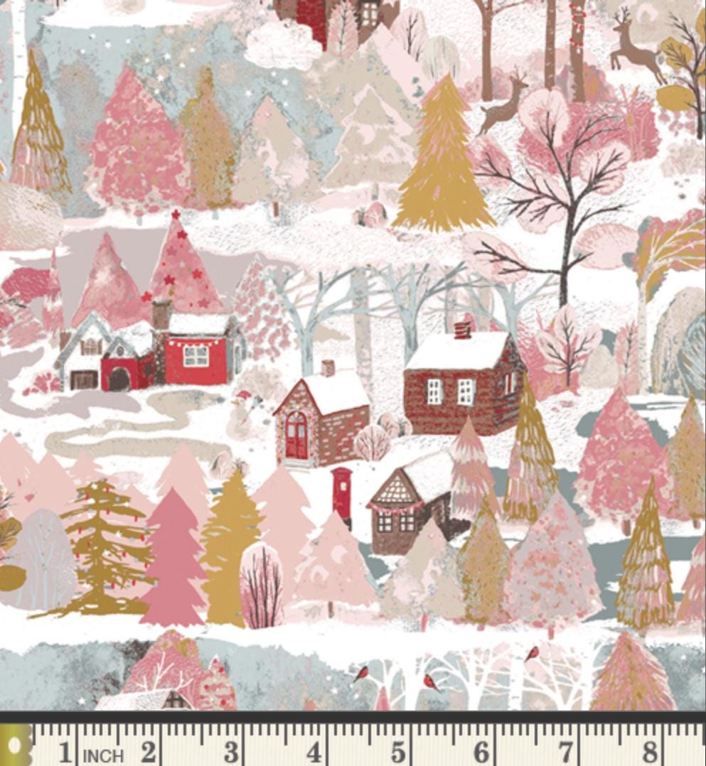 Christmas Village – Premium Cotton by the Yard – ADVENTALE Collection by Katarina Roccella – Art Gallery Fabrics, Holiday Print