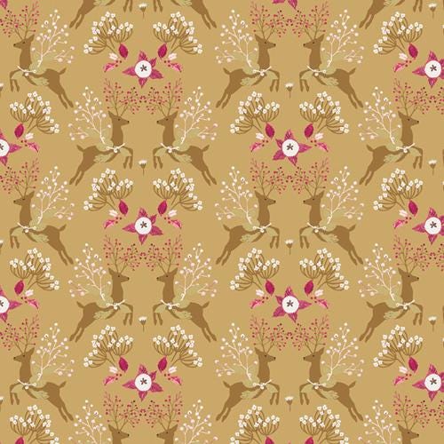 Fawns & Flowers – Premium Cotton by the Yard – ADVENTALE Collection by Katarina Roccella – Art Gallery Fabrics, Holiday Print