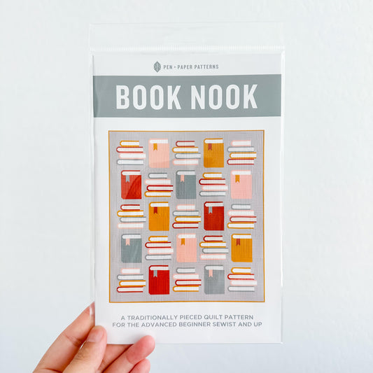 Book Nook Quilt Pattern by Pen + Paper Patterns – Printed Little Fawn Fabric Book Worm Quilt Sewing Pattern