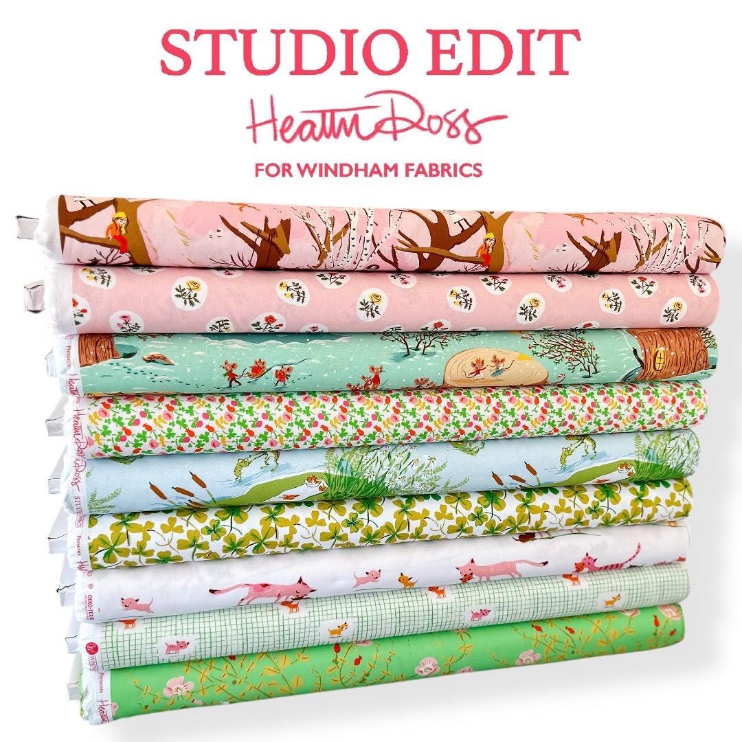 Nanny Bee Fabric by the Yard, Floral Cotton Print Fabric for Sewing & Crafts, by Heather Ross, Oeko-Tex Certified Windham Fabrics