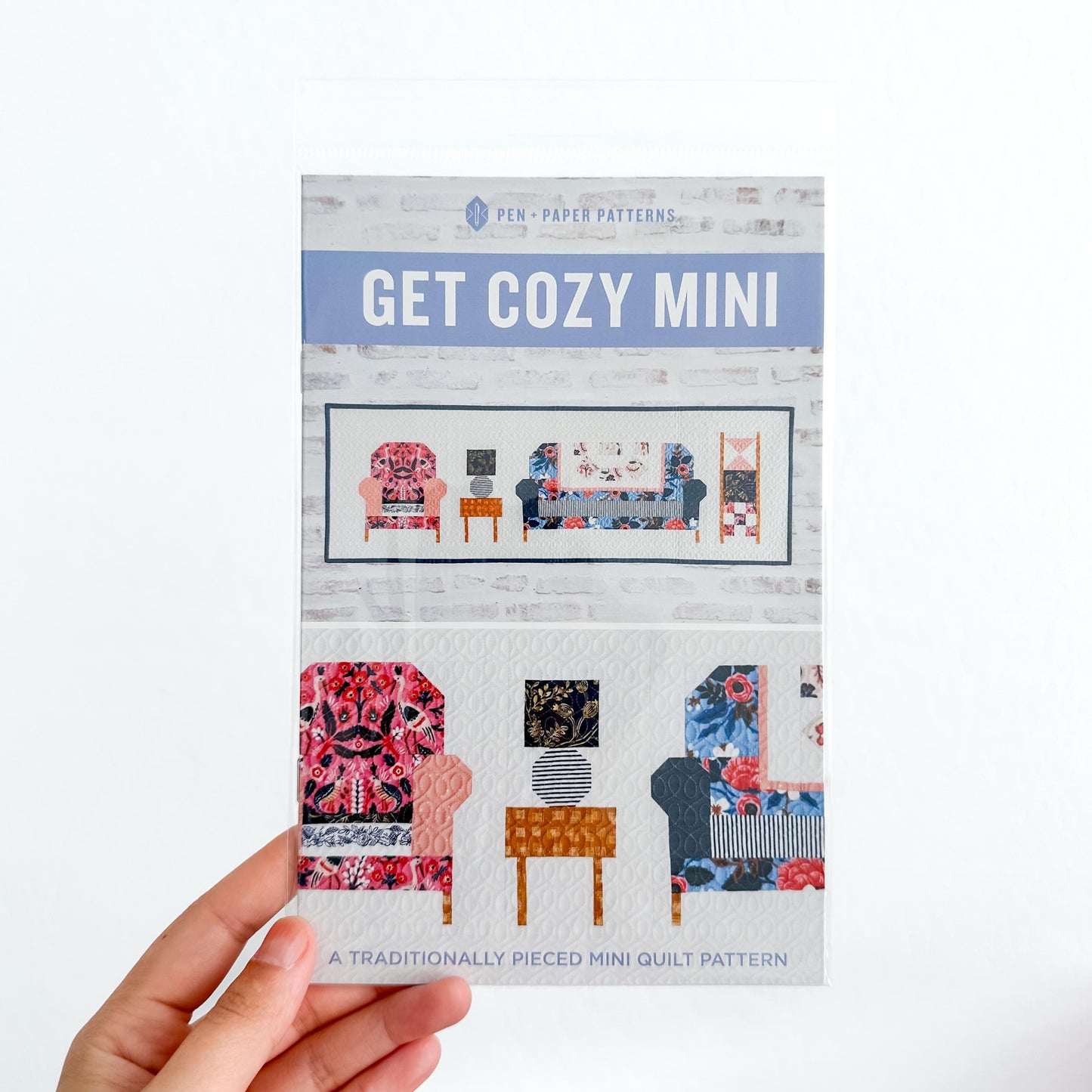 Get Cozy Mini Quilt Pattern by Pen + Paper Patterns | Modern Paper Quilt Pattern | Quick Project for Quilters