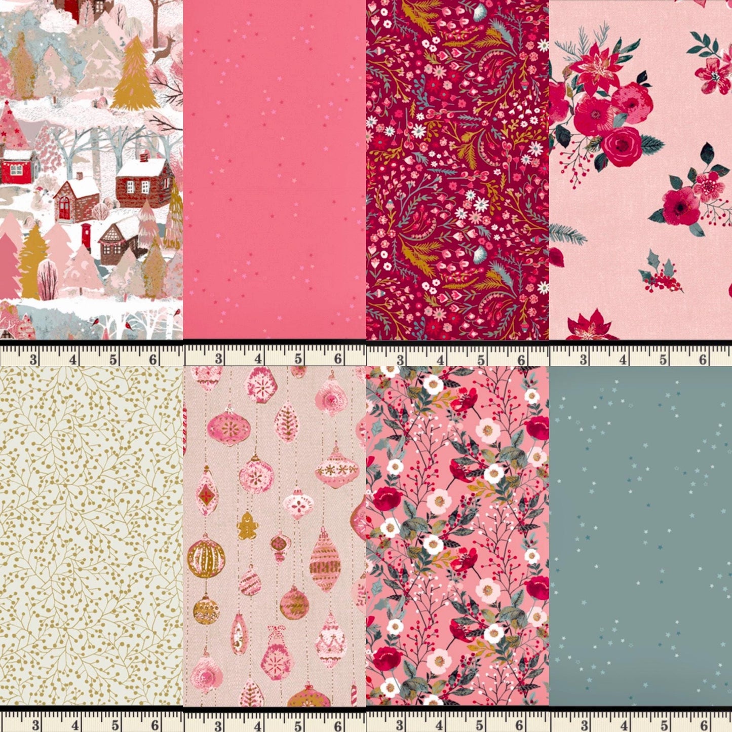 Adventale Fat Quarter Bundle – 16 Pc Christmas Fabric by Art Gallery Fabrics – Holiday Cotton Prints by Katarina Roccella