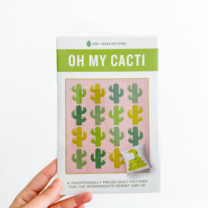 Oh My Cacti Quilt Pattern by Pen + Paper Patterns | Modern Quilt | Printed Pattern | Little Fawn Fabric