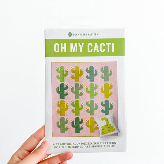 Oh My Cacti Quilt Pattern by Pen + Paper Patterns | Modern Quilt | Printed Pattern | Little Fawn Fabric