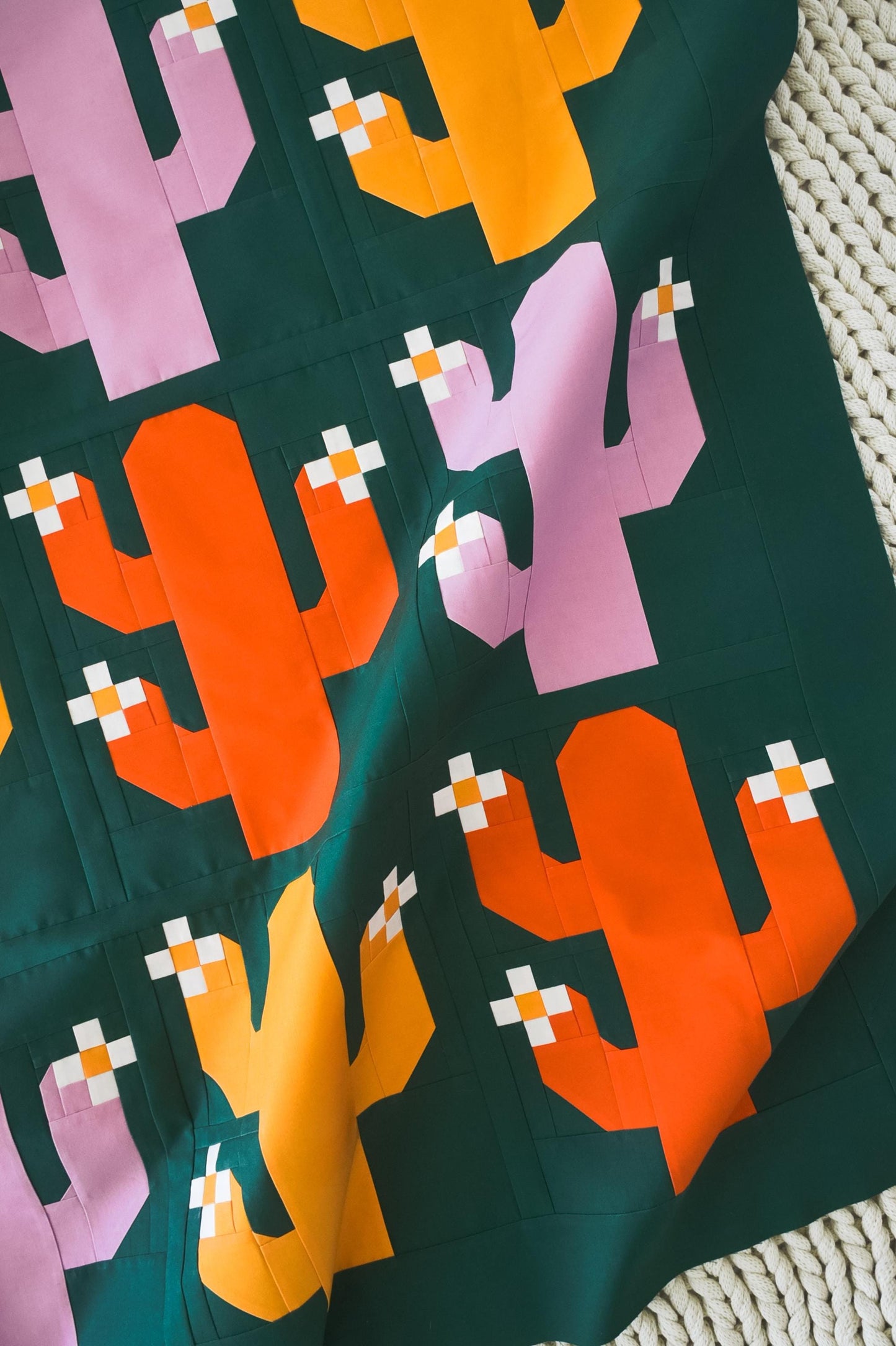 Oh My Cacti Quilt Pattern by Pen + Paper Patterns | Modern Quilt | Printed Pattern | Little Fawn Fabric