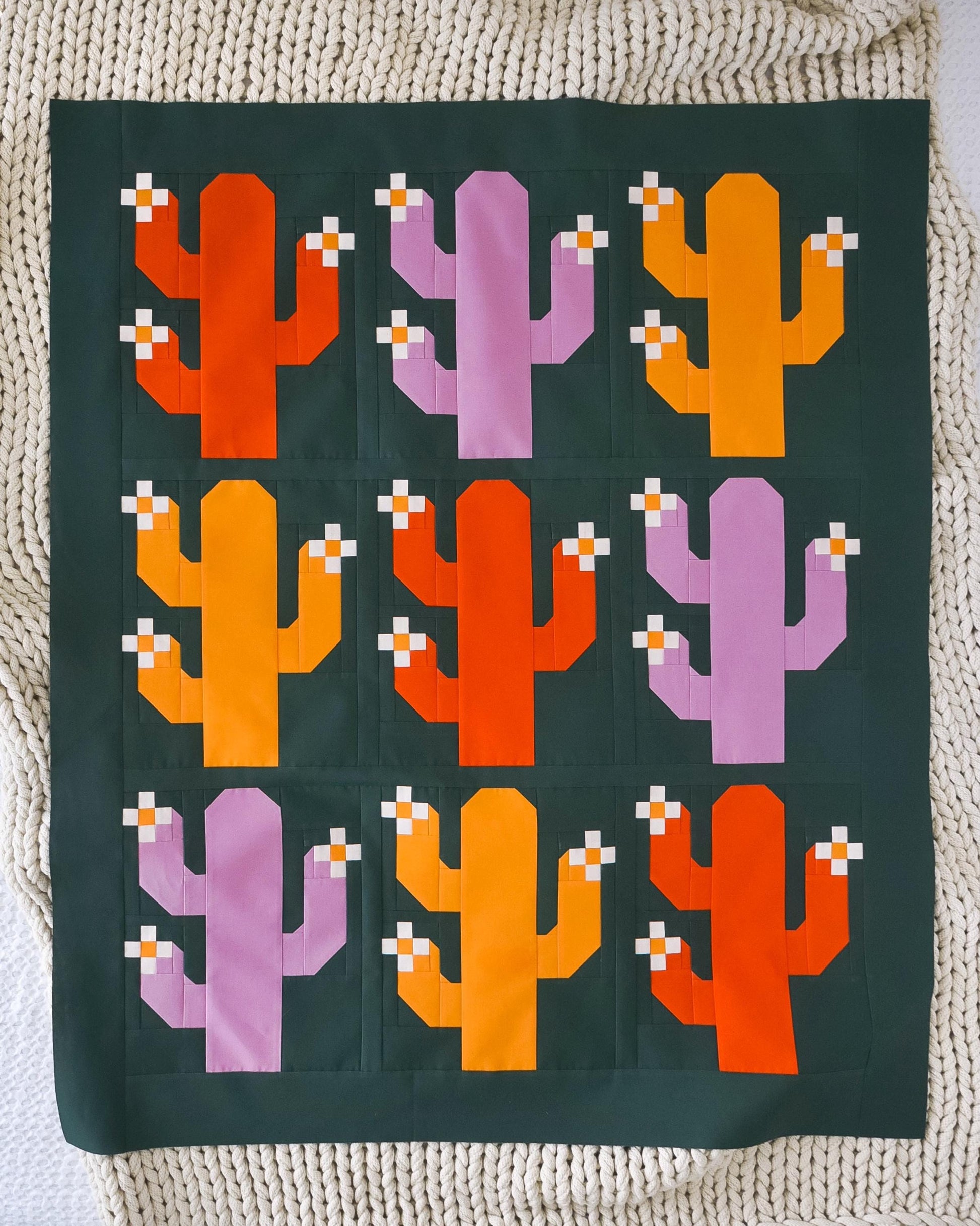 Oh My Cacti Quilt Pattern by Pen + Paper Patterns | Modern Quilt | Printed Pattern | Little Fawn Fabric