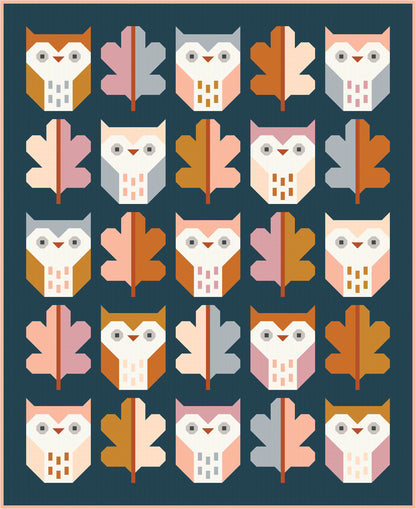Night Owl Quilt Pattern by Pen + Paper Patterns | Modern Bird Quilt | Printed Pattern | Little Fawn Fabric