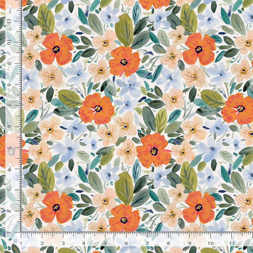 Marigold Fabric - By Dear Stella - SECRET GARDEN Collection - Cotton By The Yard - Floral Pattern