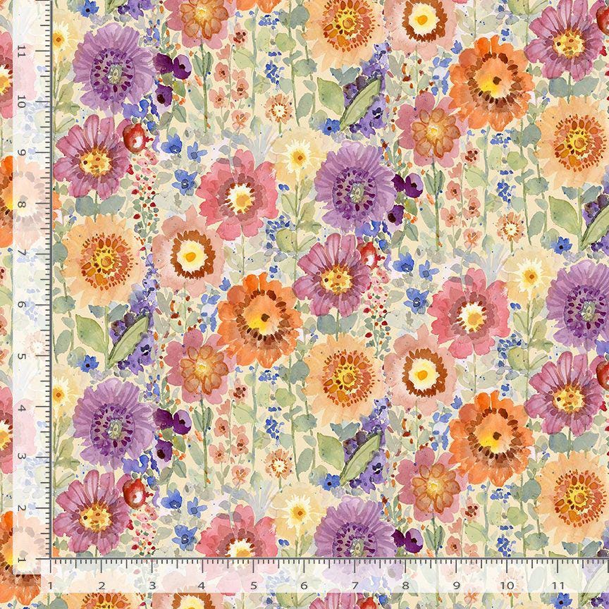 Farm Flowers Fabric - By Dear Stella - SECRET GARDEN Collection - Cotton By The Yard - Floral Pattern