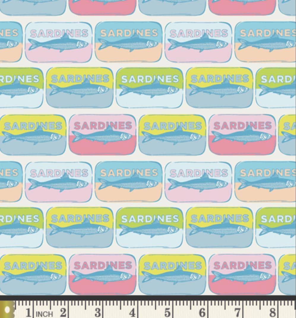 Mar de Sardinhas Fabric – Coastal Fish Print by AGF Studio – Costeira Collection – Ocean Cotton Fabric by the Yard