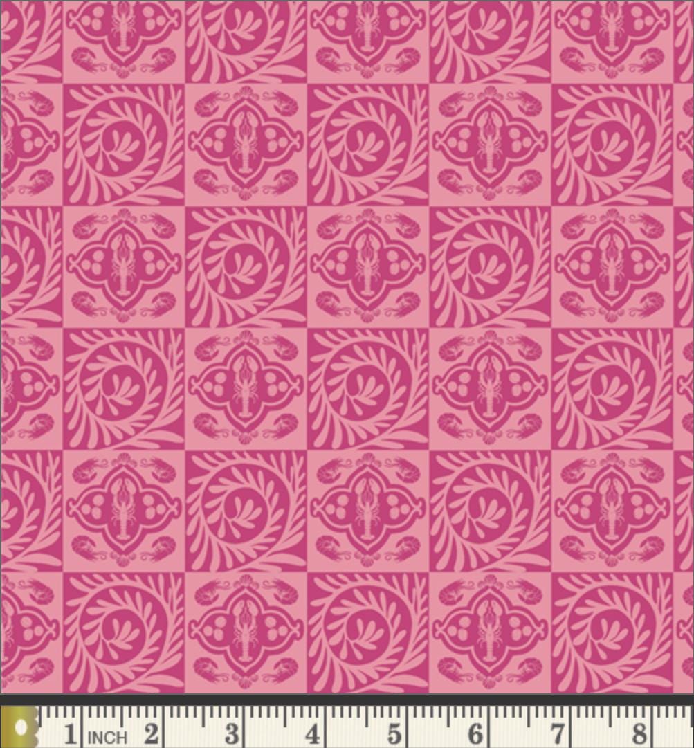 Azulejos Rosados Fabric – Coastal Print by AGF Studio – Costeira Collection – Ocean Cotton Fabric by the Yard