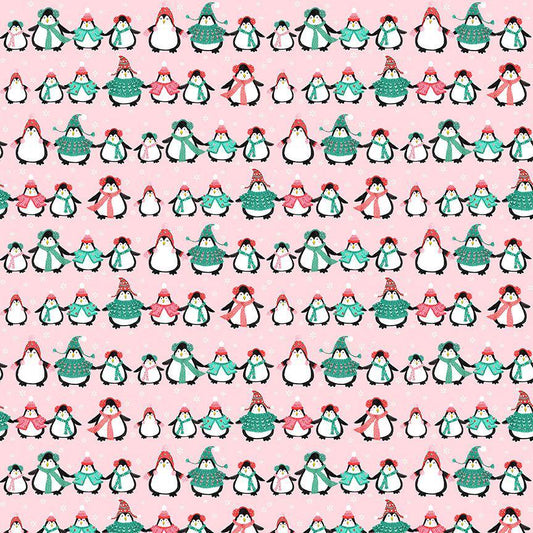 Born To Chill - Christmas Cotton Fabric - from Sleight It Ain't Snow Collection by Dear Stella - Penguins Print