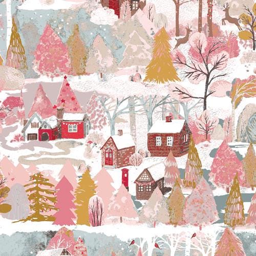 Christmas Village – Premium Cotton by the Yard – ADVENTALE Collection by Katarina Roccella – Art Gallery Fabrics, Holiday Print