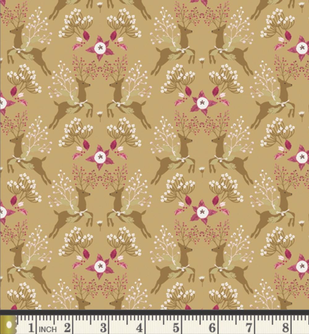 Fawns & Flowers – Premium Cotton by the Yard – ADVENTALE Collection by Katarina Roccella – Art Gallery Fabrics, Holiday Print