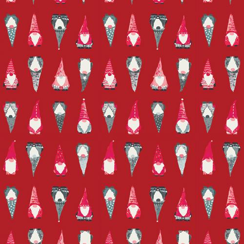 Playful Gnomes Berry – Premium Cotton by the Yard – ADVENTALE Collection by Katarina Roccella – Art Gallery Fabrics, Holiday Print