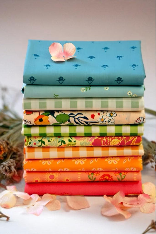 Wandering Wildflower – 10 Pc Marigold Fabric Bundle by Maureen Cracknell – Half Yard, Quarter Yard, or Fat Quarter Cuts