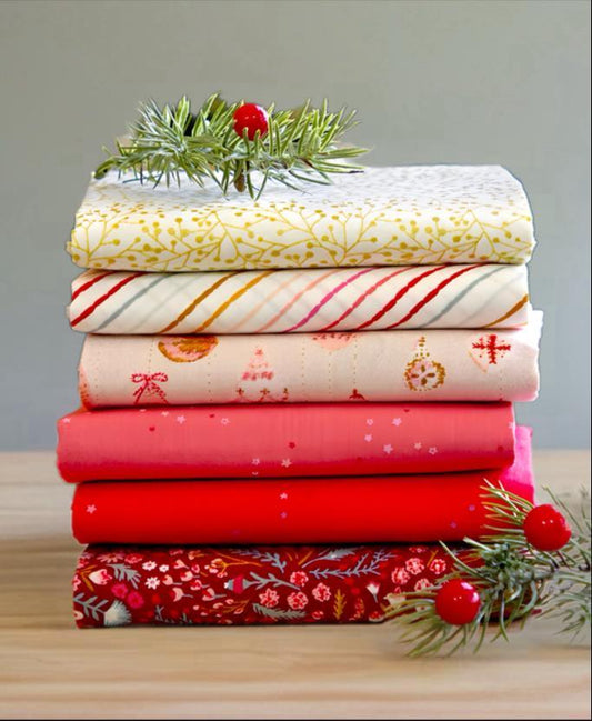 Twinkleberry Holiday Christmas Fabric Bundle – 6 Pc Half Yard, Fat Quarter, or Quarter Yard Cuts – Adventale by Katarina Roccella – AGF