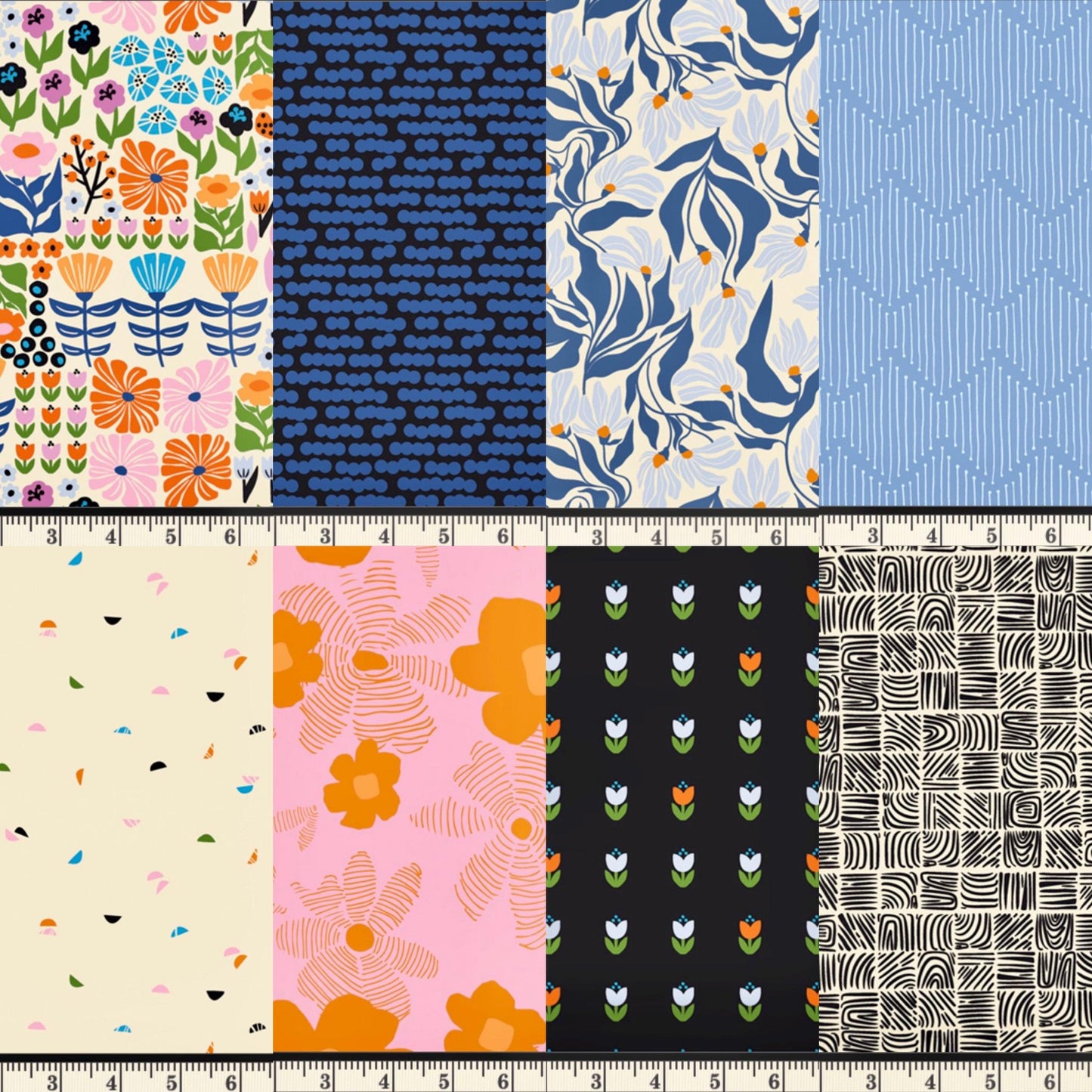 Modernista Fabric Bundle – The Cur8tor 8 Pc Set by AGF Studio – Half Yard, Fat Quarter, or Quarter Yard – Modern Floral Cotton Collection