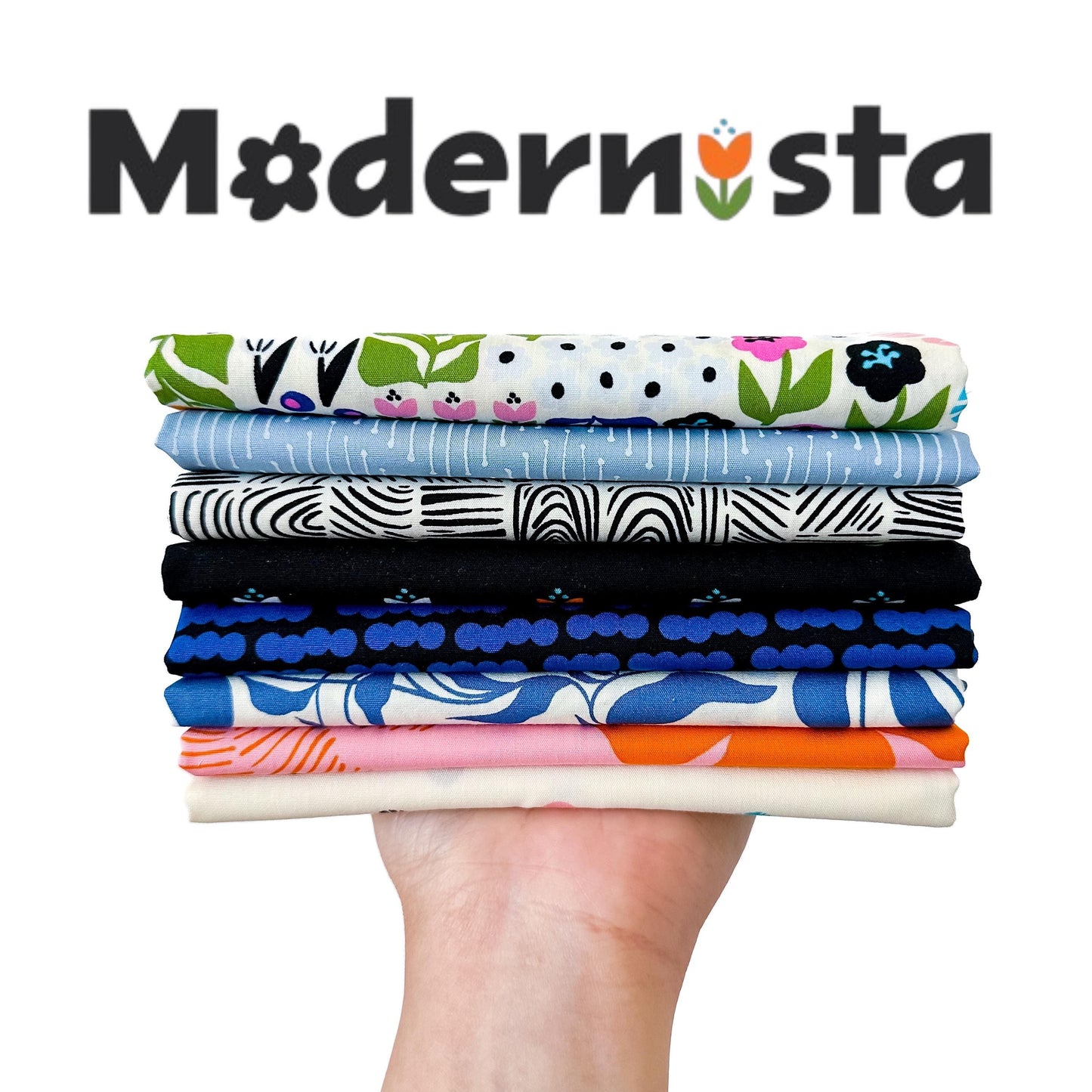 Modernista Fabric Bundle – The Cur8tor 8 Pc Set by AGF Studio – Half Yard, Fat Quarter, or Quarter Yard – Modern Floral Cotton Collection