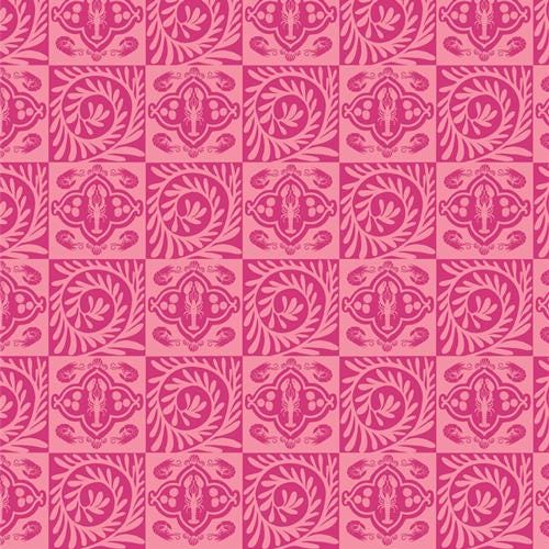 Azulejos Rosados Fabric – Coastal Print by AGF Studio – Costeira Collection – Ocean Cotton Fabric by the Yard