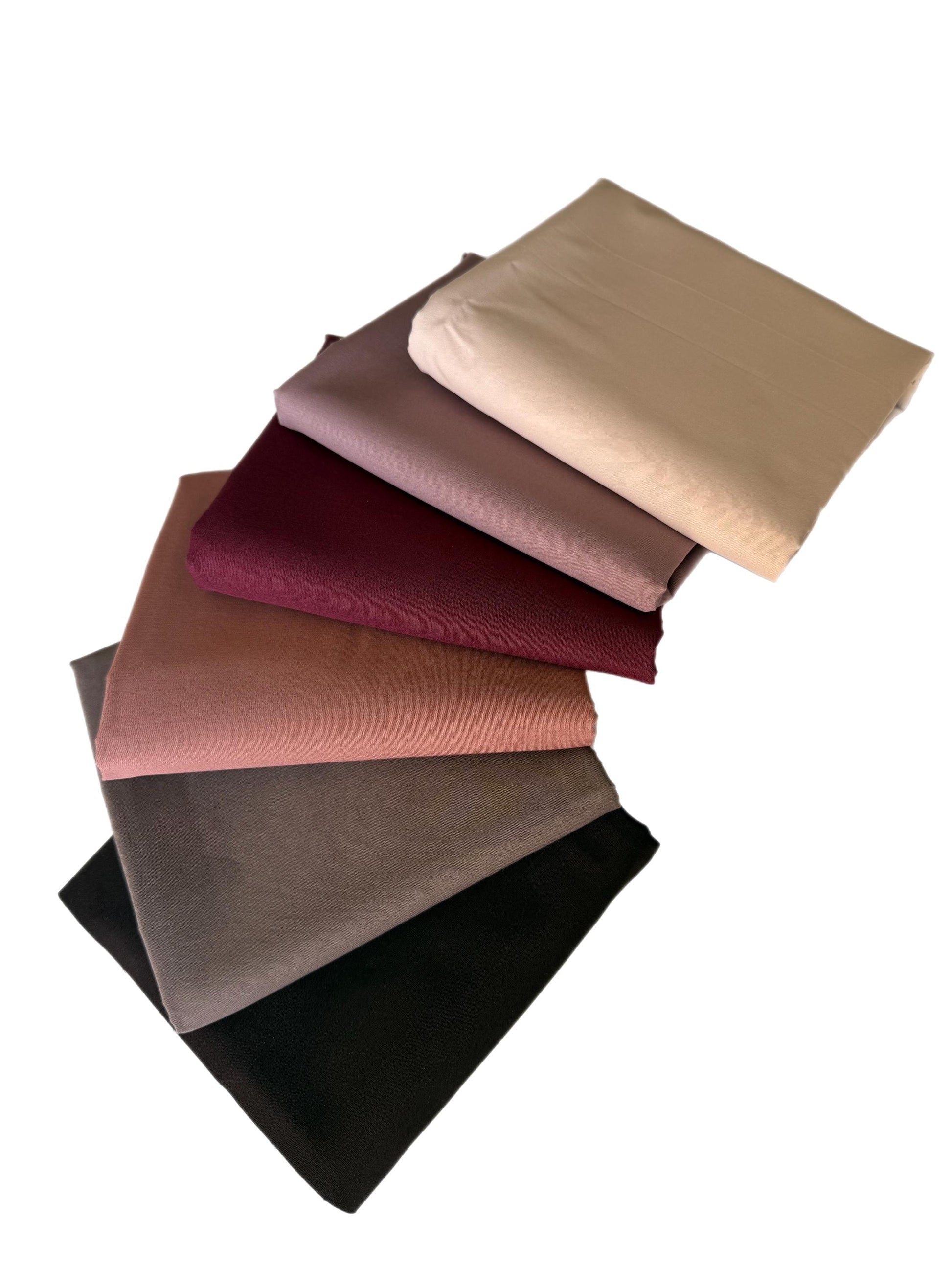 Pure Solids “Earthy” Fabric Bundle – 6pc AGF Set – Fat Quarter, Quarter Yard, or Half Yard Cotton Solids