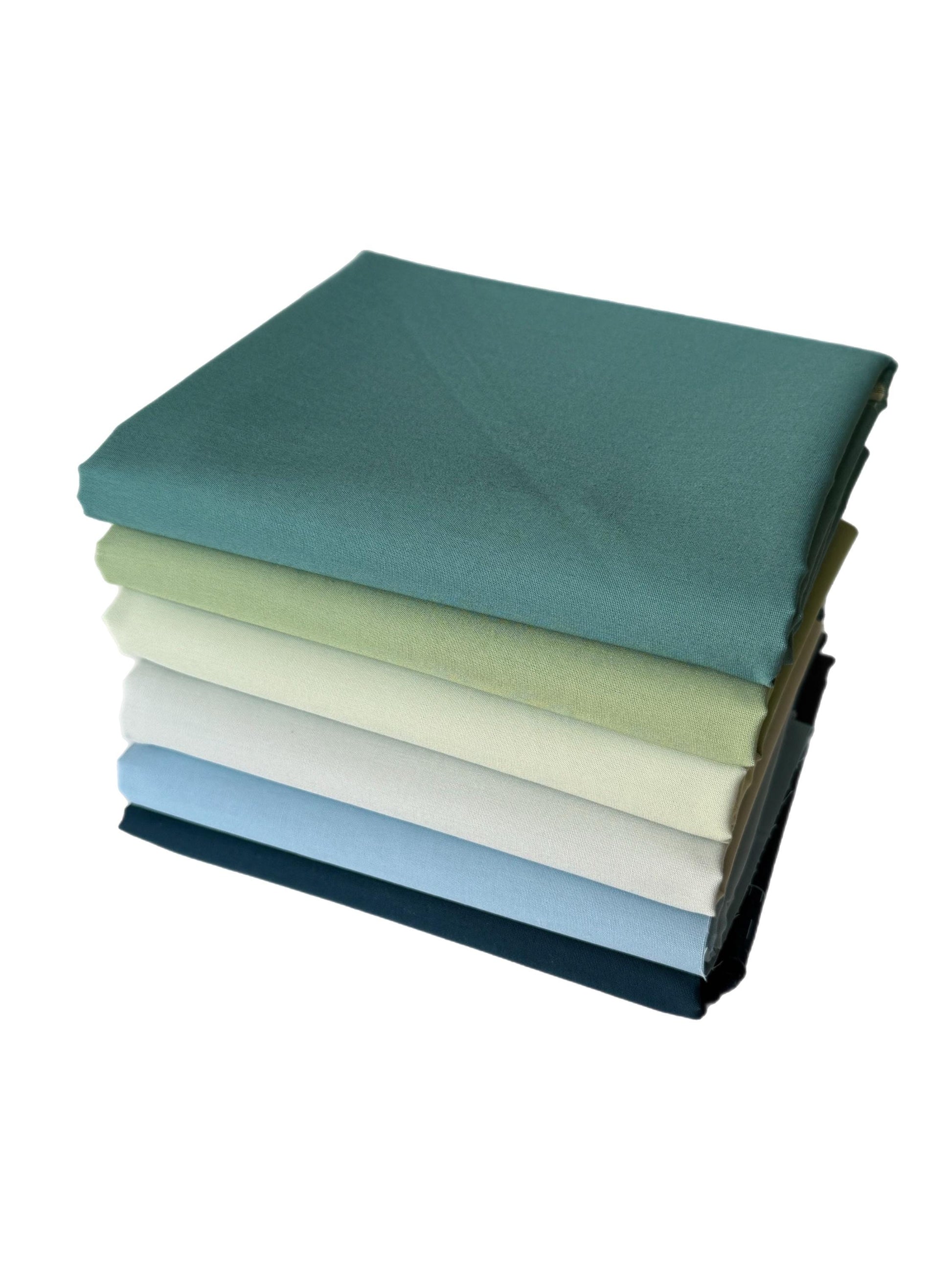 Pure Solids “Cool Current” Fabric Bundle – 6pc AGF Set – Fat Quarter, Quarter Yard, or Half Yard Cotton Solids