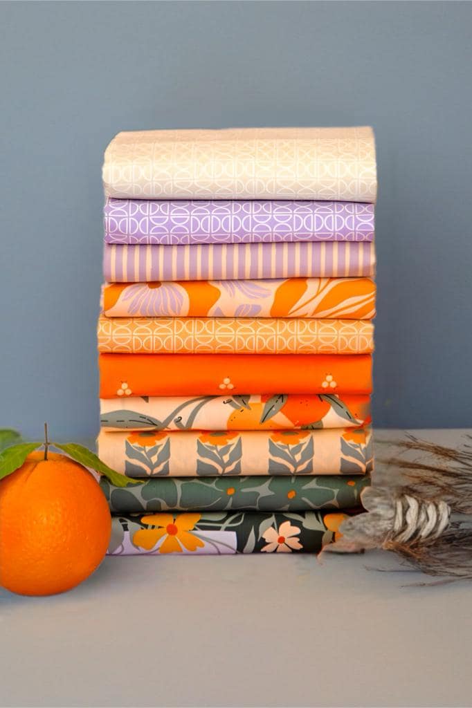 Citrus Grove Glow – 10 Pc Tangerine Fabric Bundle by Art Gallery Fabrics – Half Yard, Quarter Yard, or Fat Quarter Cuts