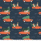 Holiday Haulin' Hounds – Midnight Metallic Fabric by Dominika Godette – Merry Pawmas Collection – Christmas Cotton Fabric by the Yard