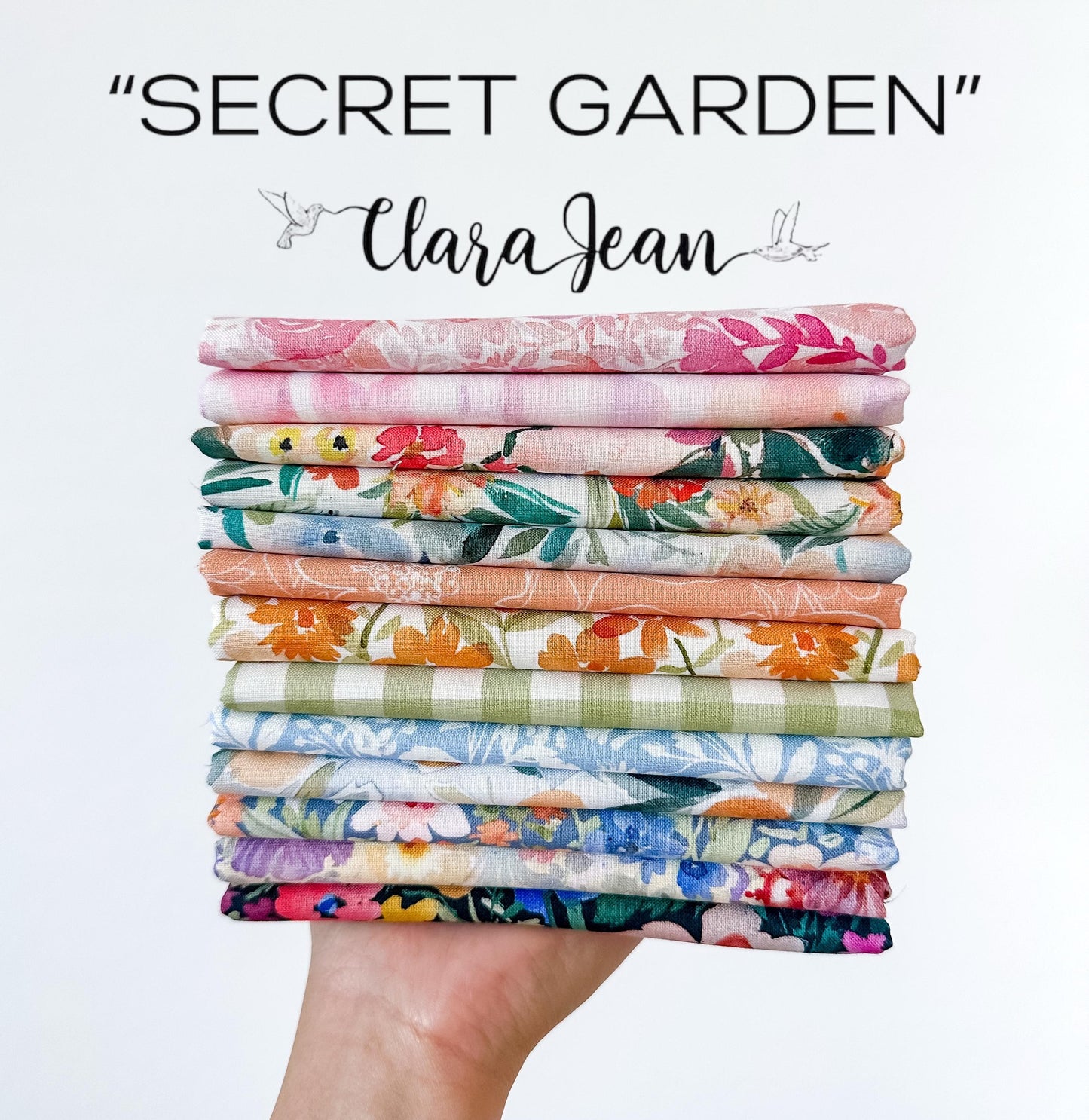 Secret Garden Fabric Bundle 13 Pc Half Yard, Quarter Yard, or Fat Quarter Cuts – Dear Stella Collection by Clara Jean